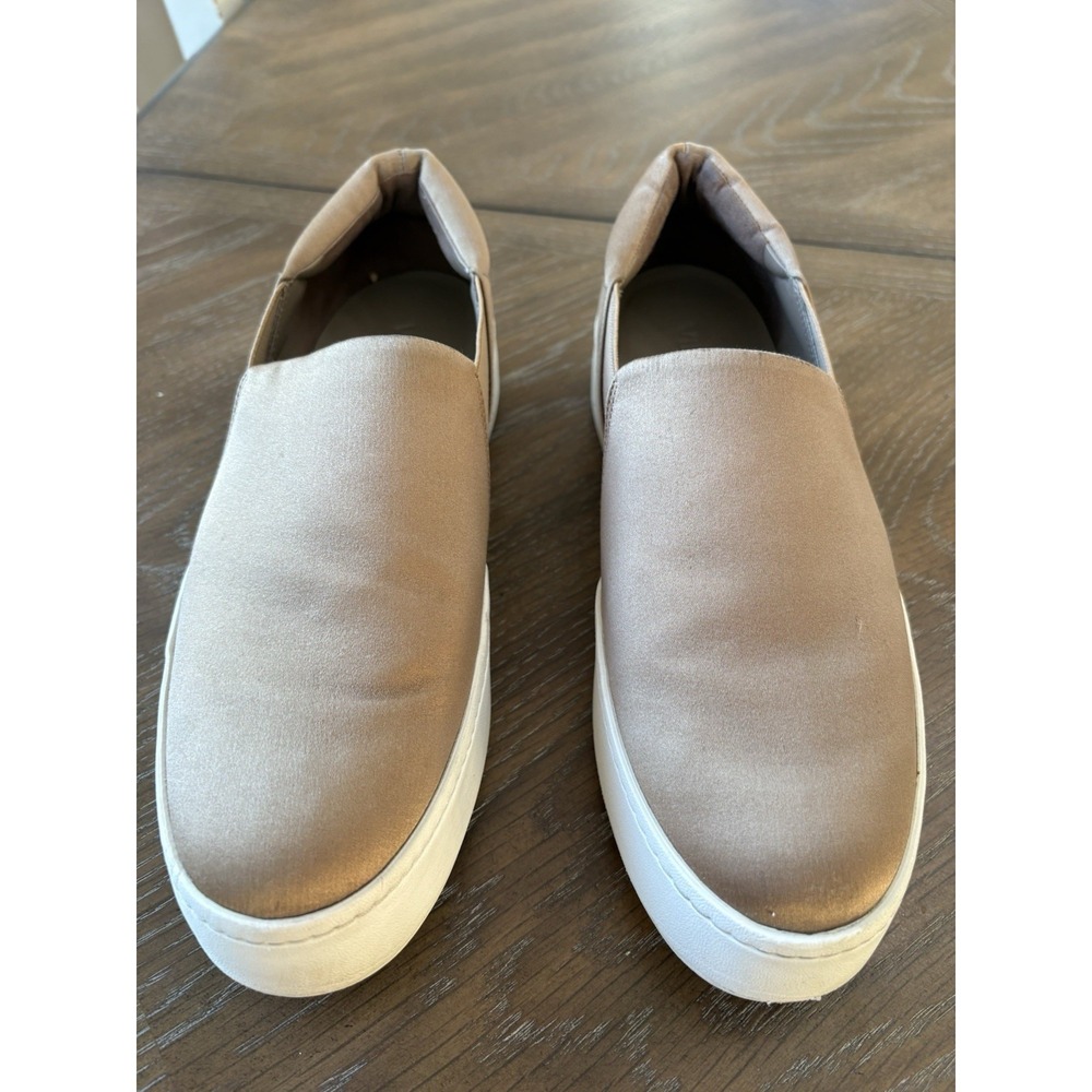 Vince Warren Satin Platform Slip On Sneakers Taupe Champagne Womens‎ 8M EUR 38